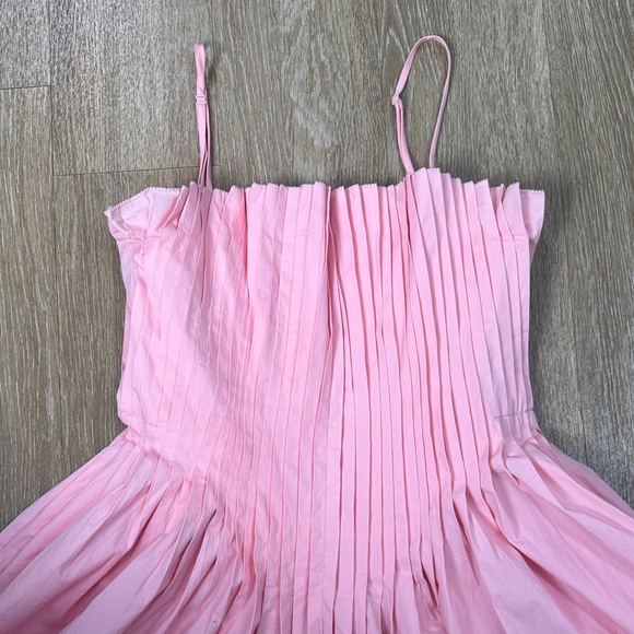 Staud Bella Pleated Fit and Flare Pearl Pink Mini Dress size 10 - Picture 5 of 10